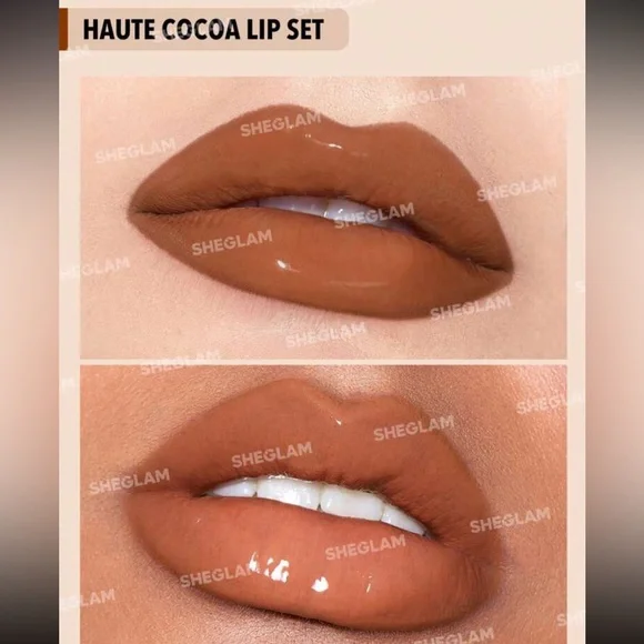 SHEGLAM Soft 90's Glam Lip Liner And Lip Duo Set-Haute Cocoa Lip Set 3-In-1 Lip - Picture 4 of 9